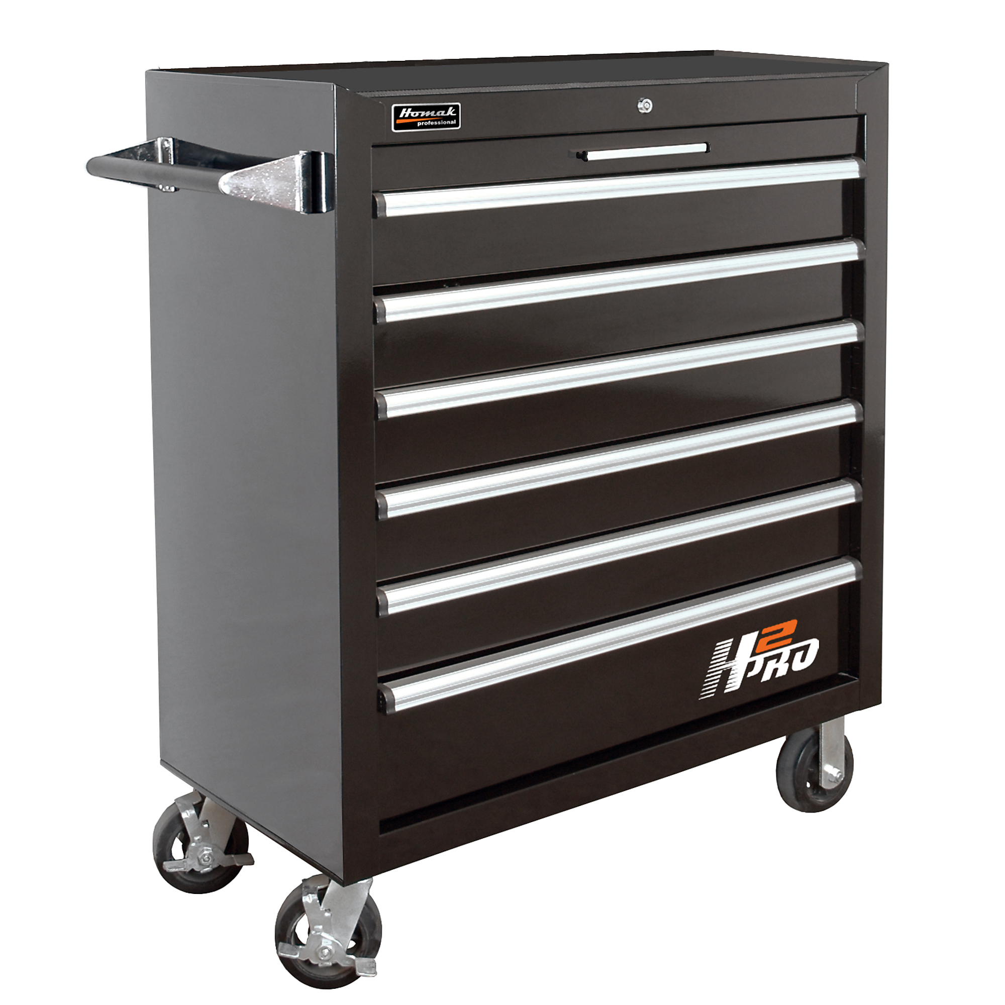 Homak H2PRO 36in. 6-Drawer Rolling Tool Cabinet, Black, 36 1/8in.W x 22 7/8in.D x 42 1/4in.H, Model# BK04036061